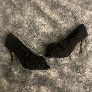 Ann Marino Elegant Black Peep-Toe Heels
